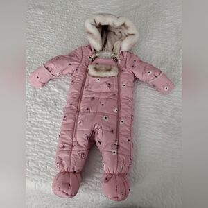 Deux par Deux Pink and Cream Baby Snowsuit